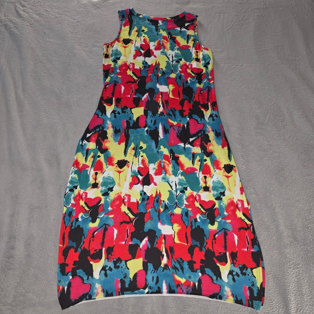 Hount Womens Abstract Watercolor Print Sleeveless Maxi Dress Red Blue Size Large - Picture 12 of 15